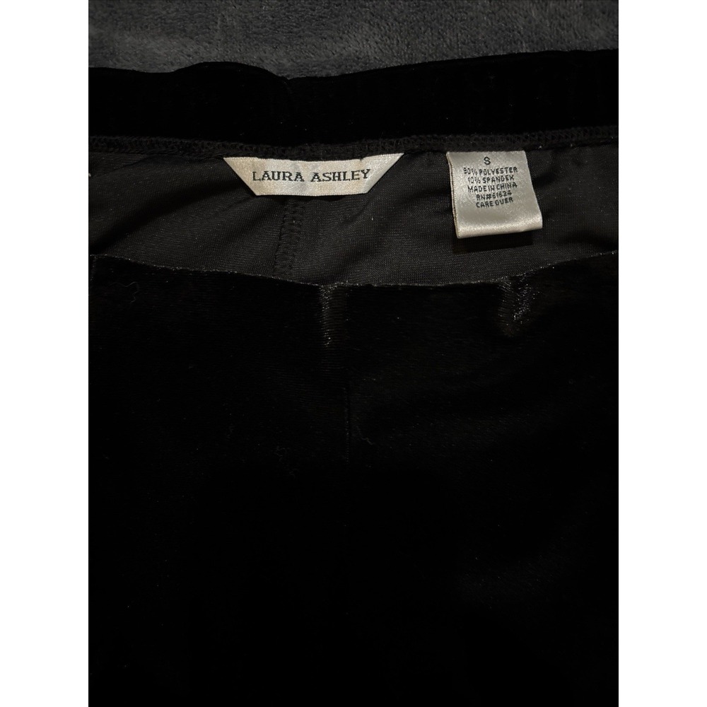 Laura Ashley Black Velvet Pants Womens S Wide Leg Pull On Elevated Minimalist - Picture 6 of 6